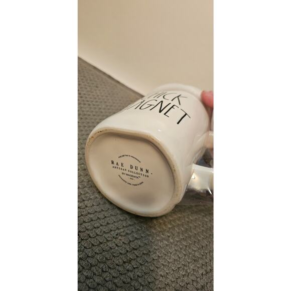 Rae Dunn "Chick Magnet" White Coffee Tea Mug w/Topper Lid - Picture 2 of 3